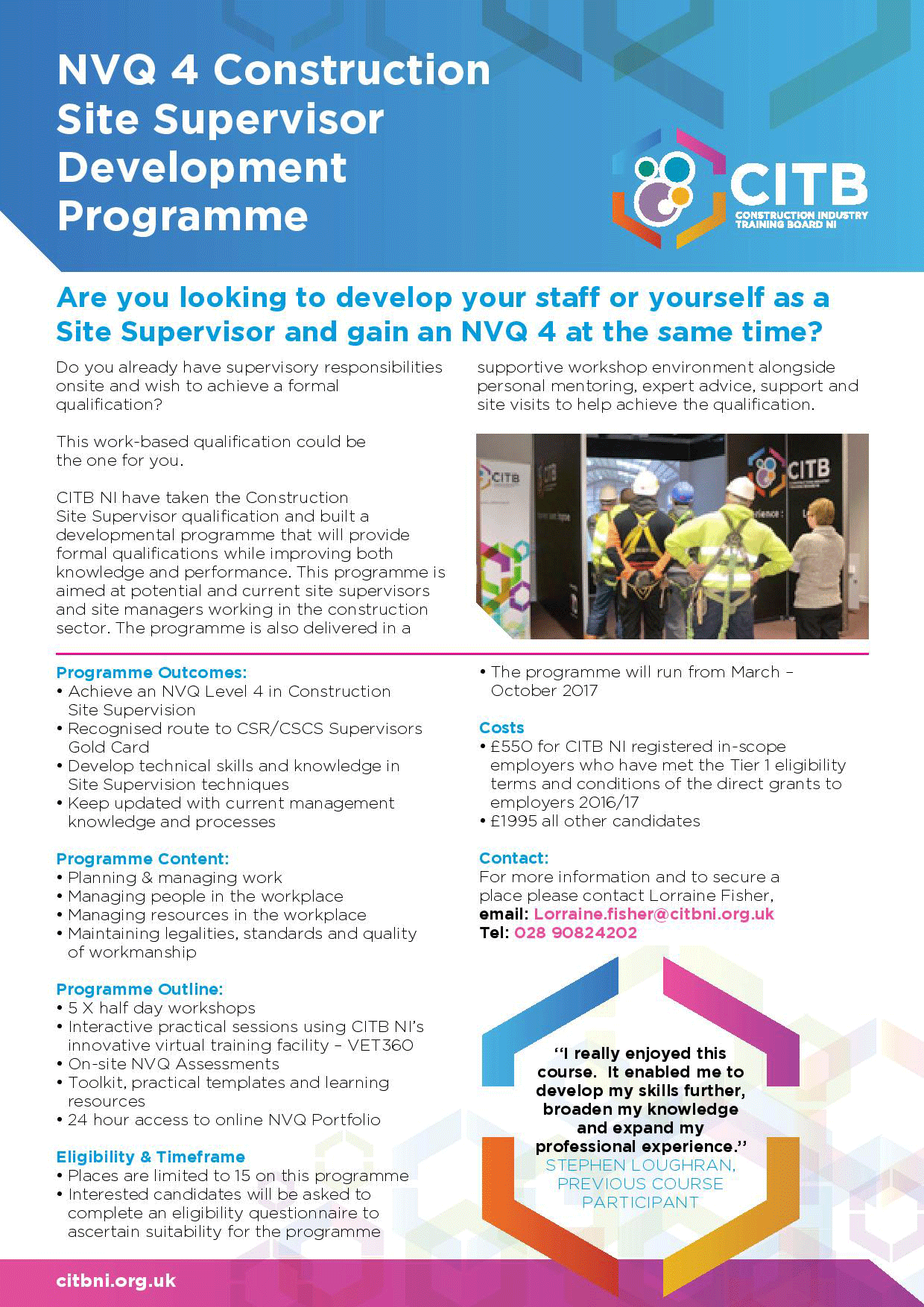 Last few places remaining on CITB NVQ 4 Site Supervisor development programme