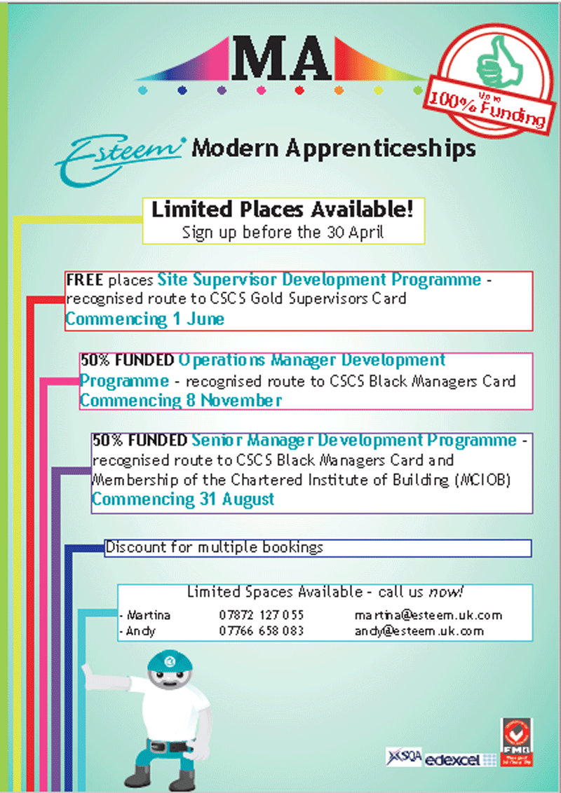Esteem MAs have only just arrived but places are going fast already! Get in touch now if you are interested!